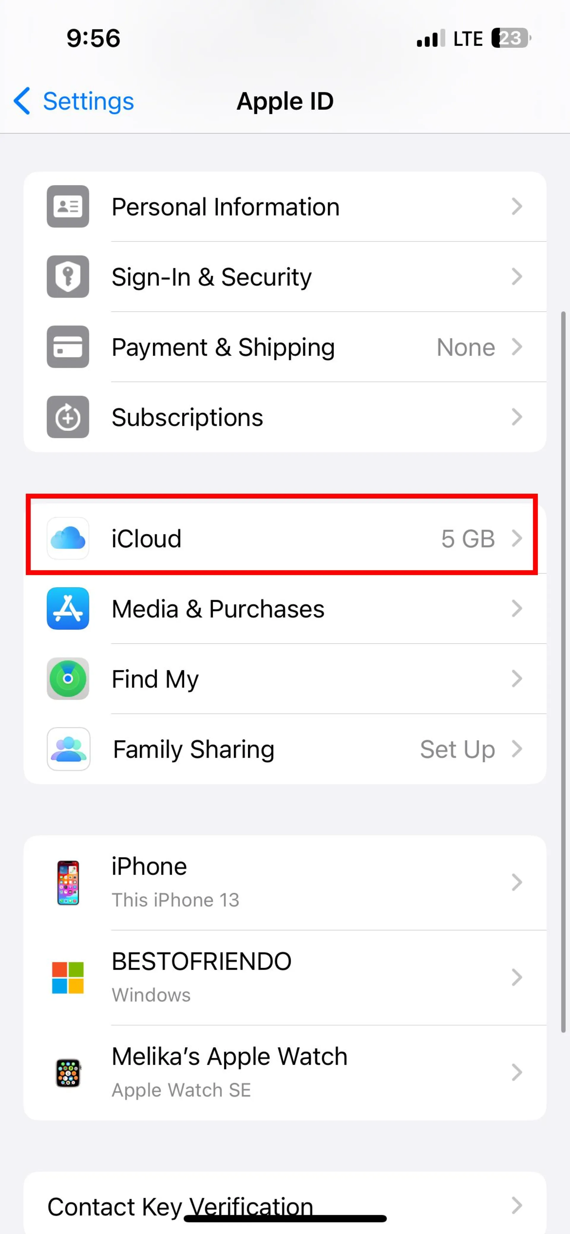 تنظیمات گوشی آیفون بخش icloud