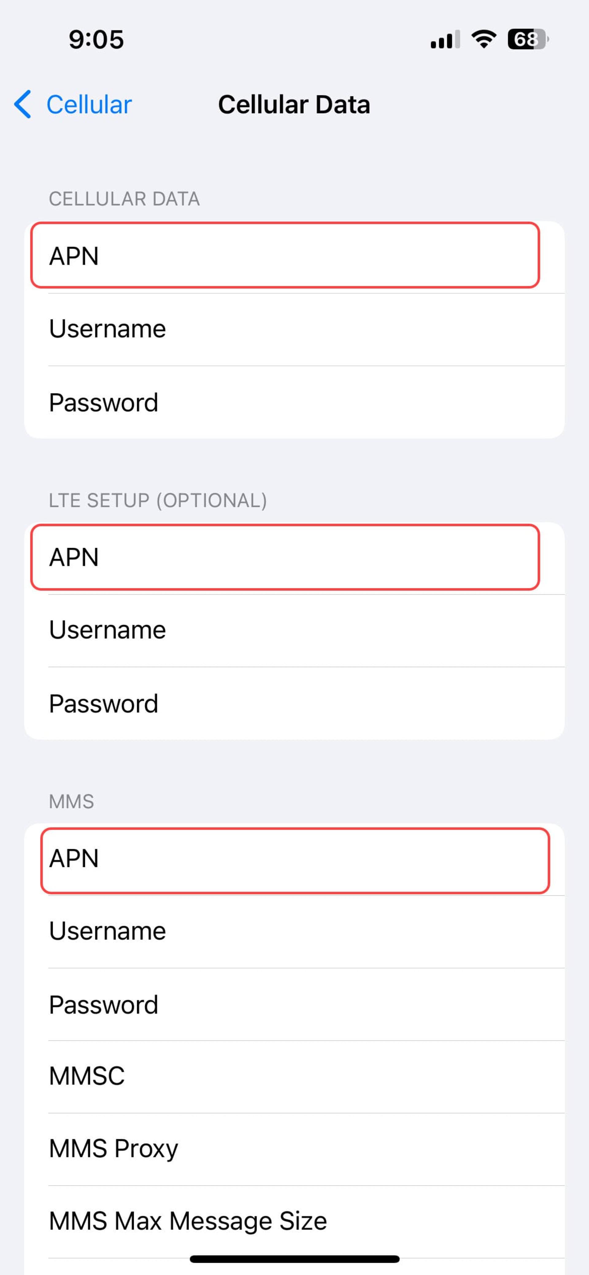 تنظیمات APN آیفون