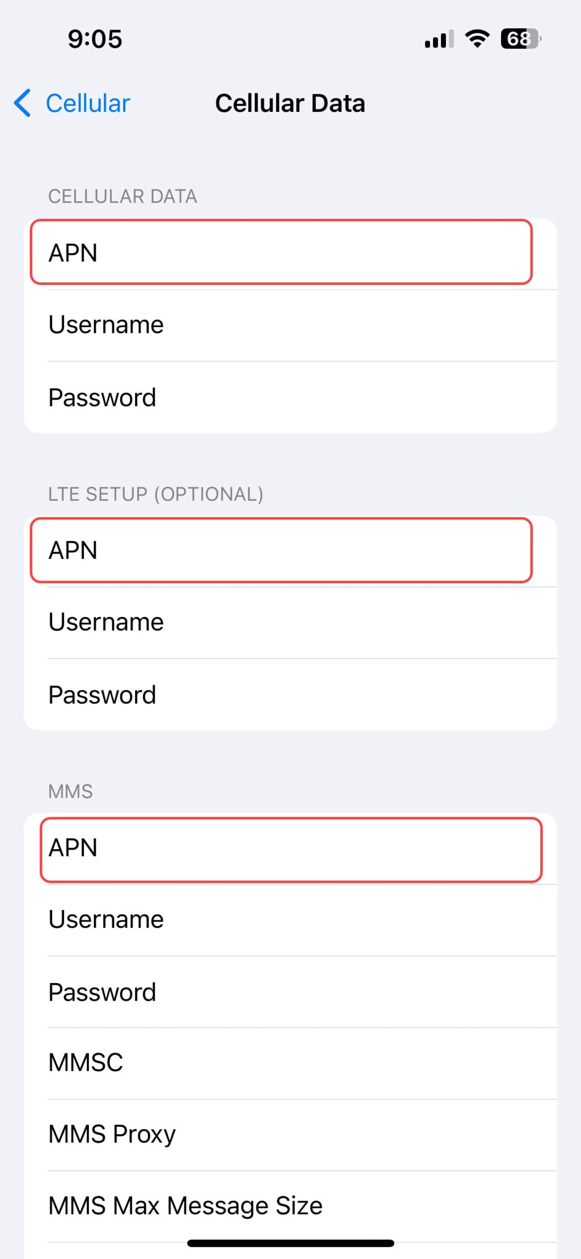 تنظیمات APN آیفون