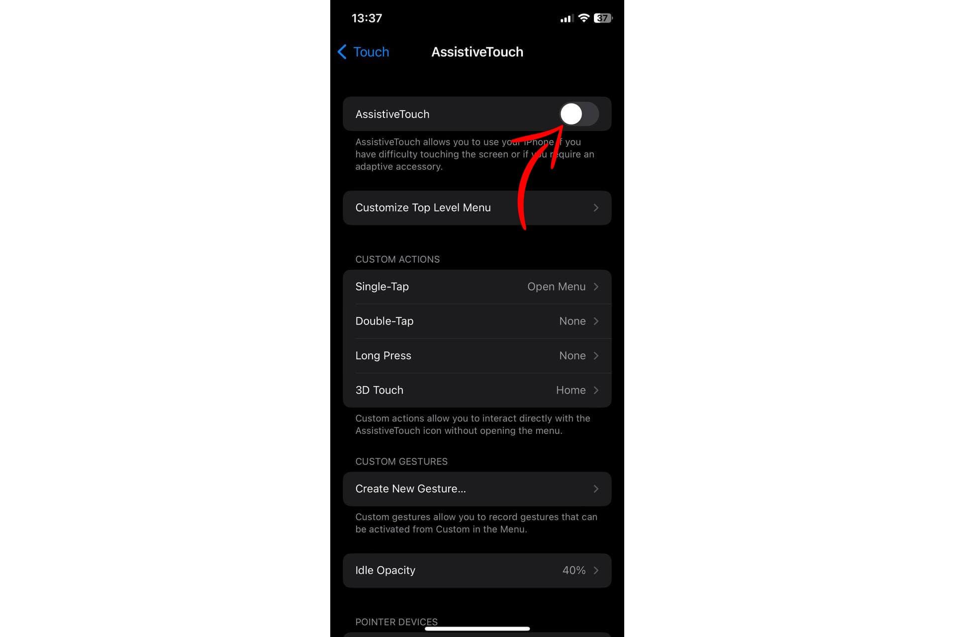 گزینه فعال سازی AssistiveTouch آیفون