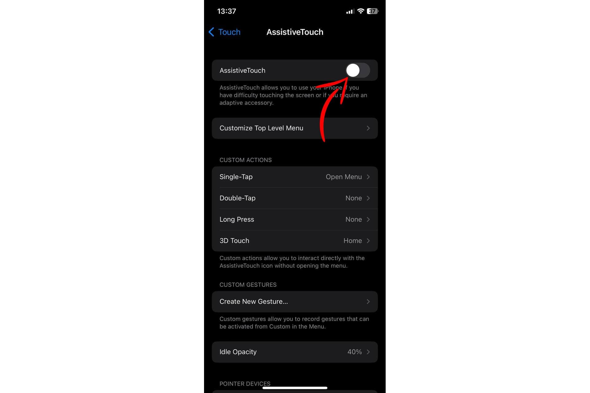گزینه فعال سازی AssistiveTouch آیفون