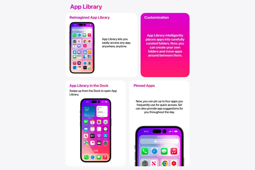 بخش App Library در کانسپت iOS 17 اپل