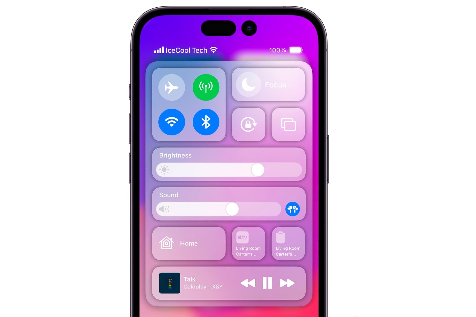 کنترل سنتر در کانسپت iOS 17 اپل