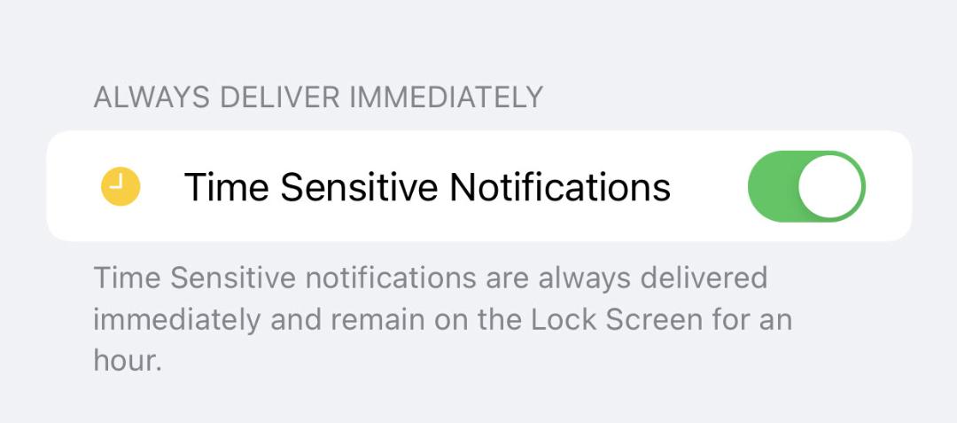 تنظیمات اعلان Time Sensitive در آیفون