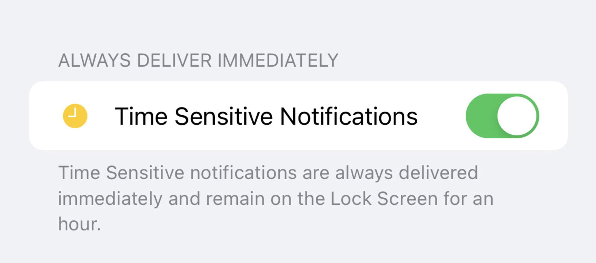 تنظیمات اعلان Time Sensitive در آیفون