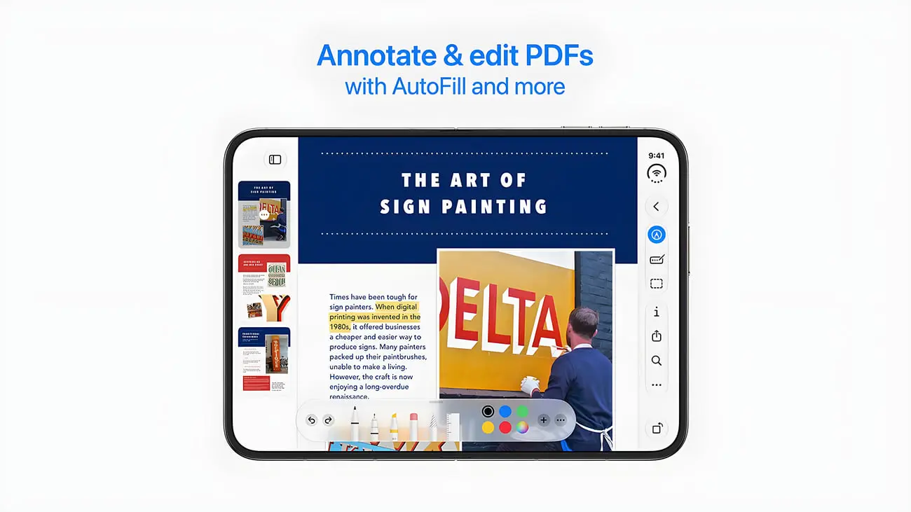 اپلیکیشن ویرایش و یادداشت‌گذاری PDF در نمایشگر آیفون دوئو