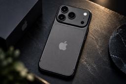 گوشی آیفون پرو مکس (iPhone Pro Max) مشکی روی میز کار