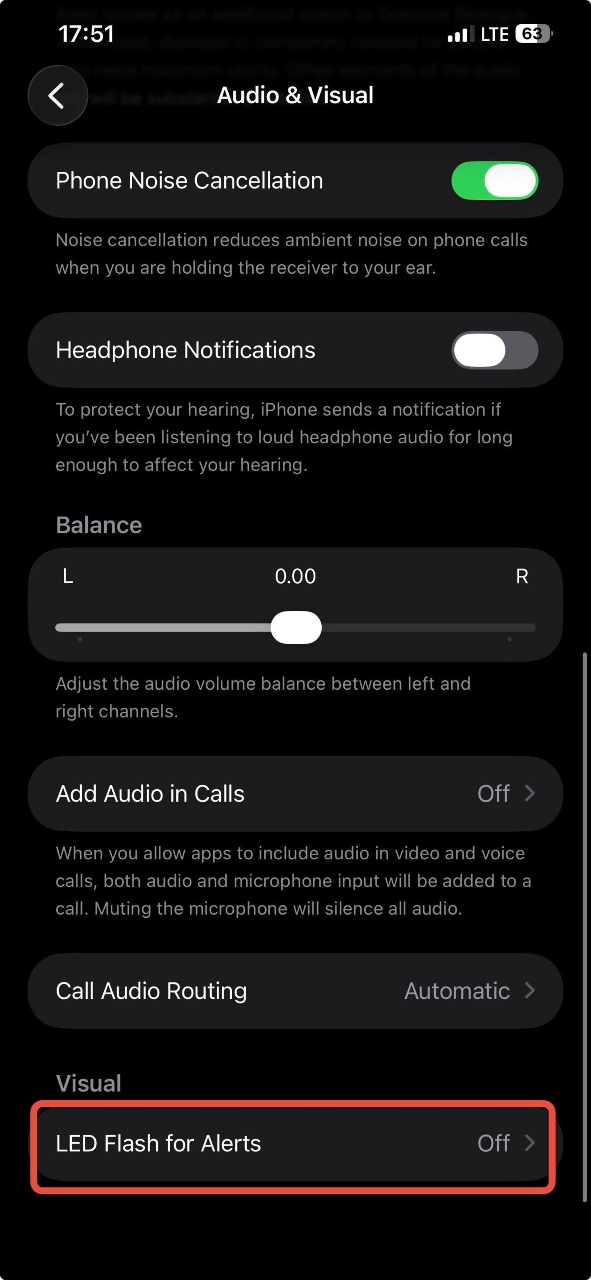 بخش Audio & Visuals آیفون