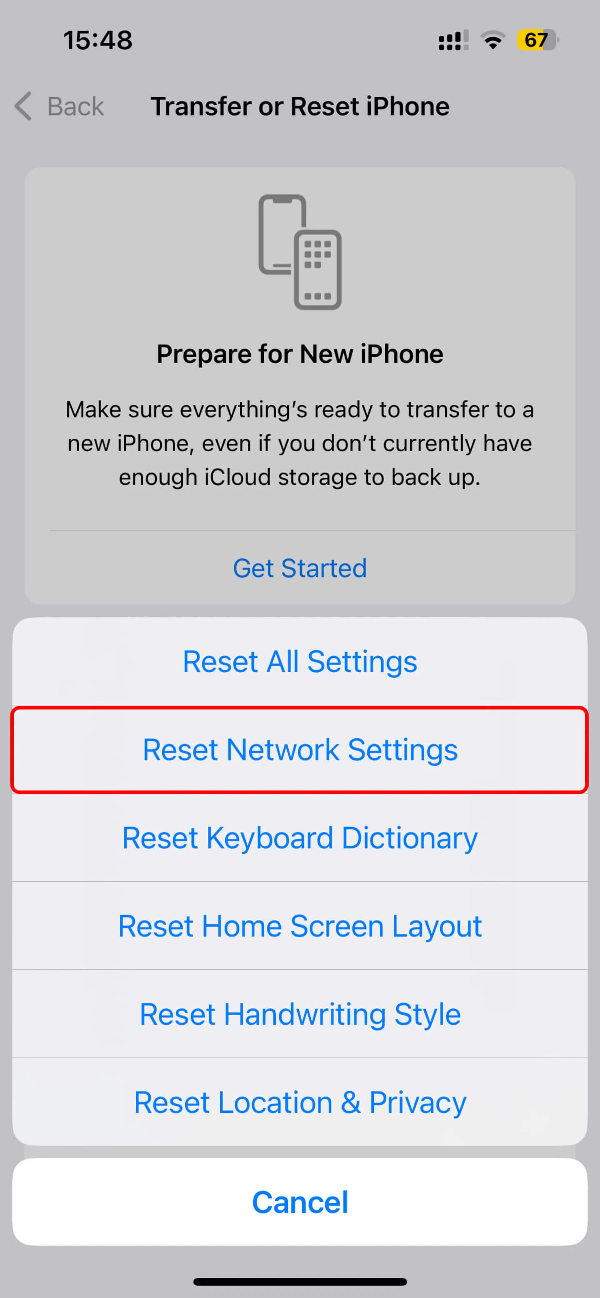 ریست تنظیمات شبکه آیفون (Reset Network Settings) آیفون