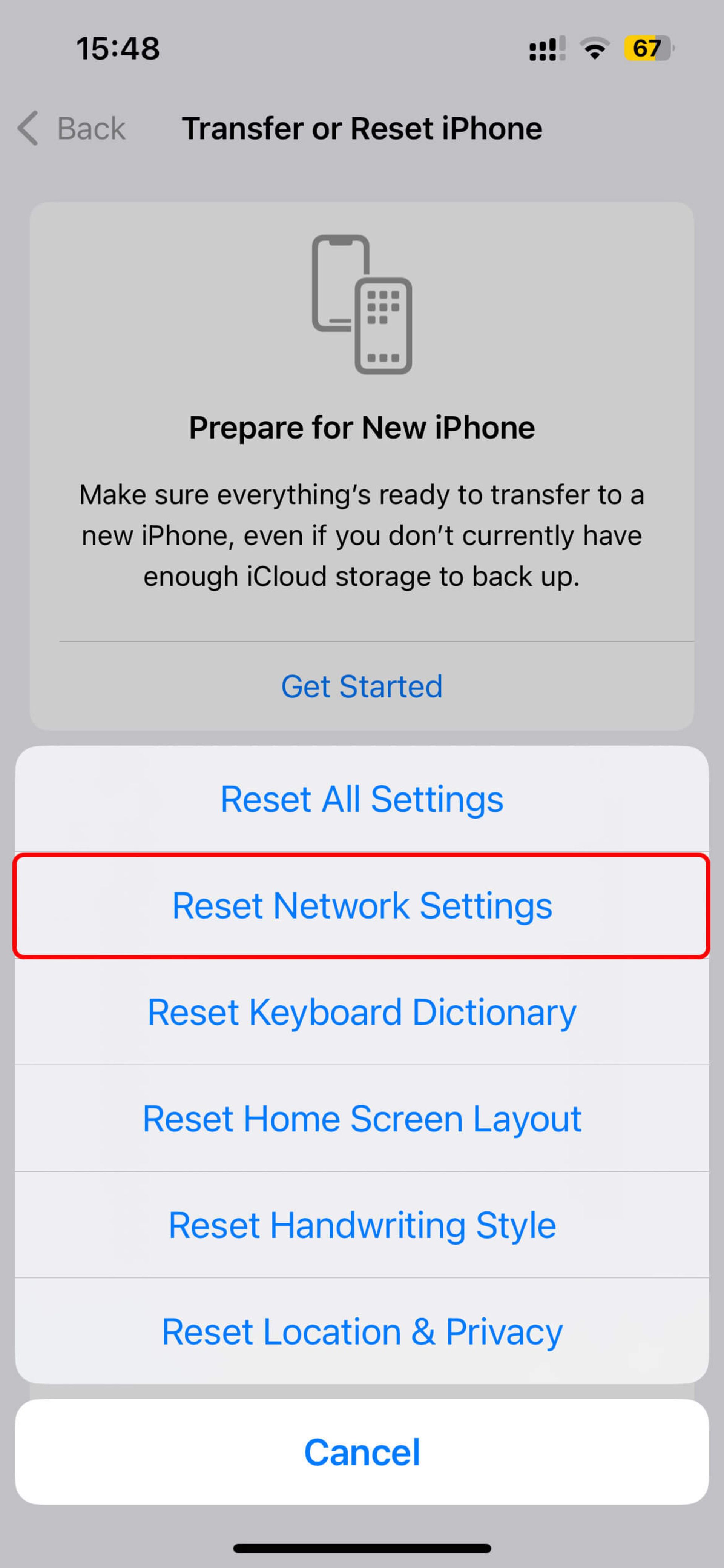 ریست تنظیمات شبکه آیفون (Reset Network Settings) آیفون