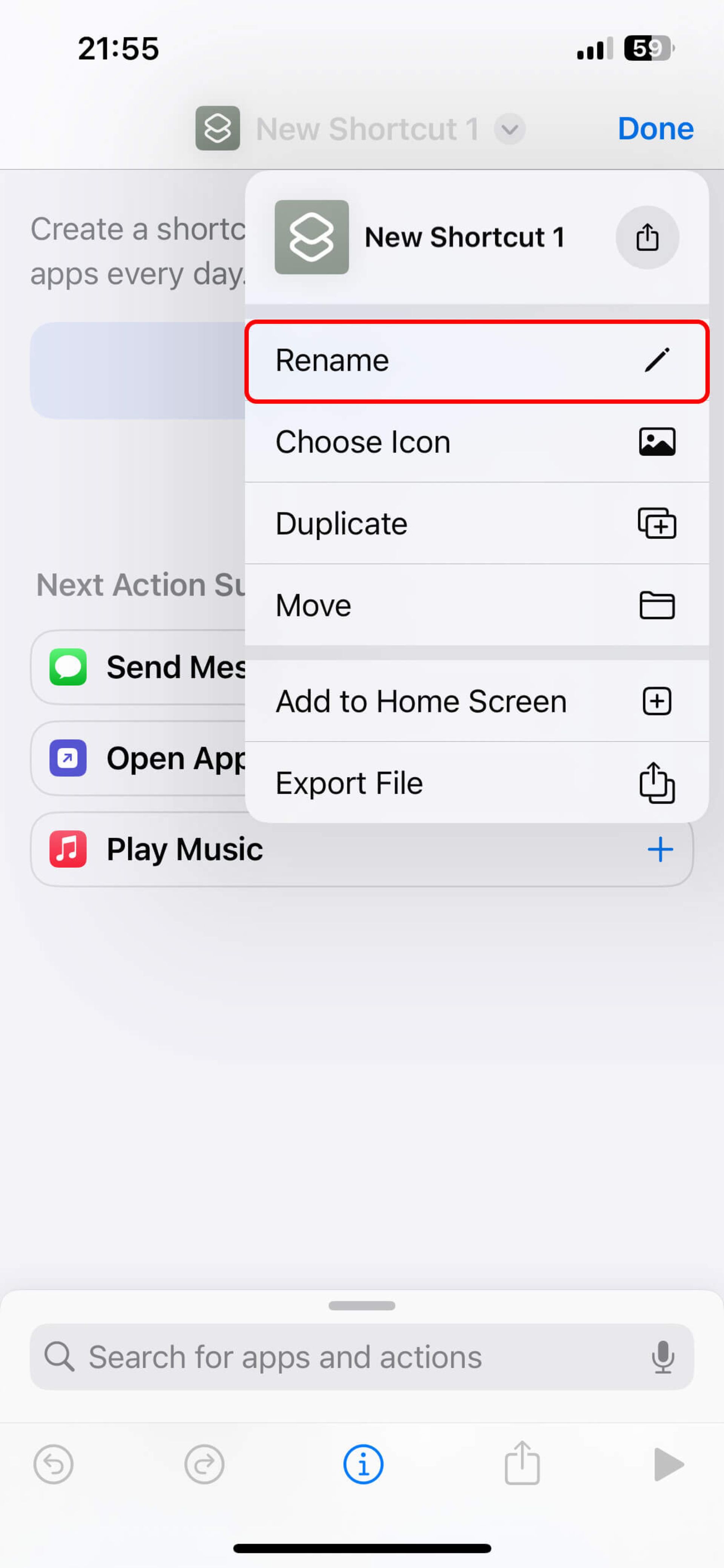 ساخت شورتکات (میانبر) جدید در اپلیکیشن shortcut