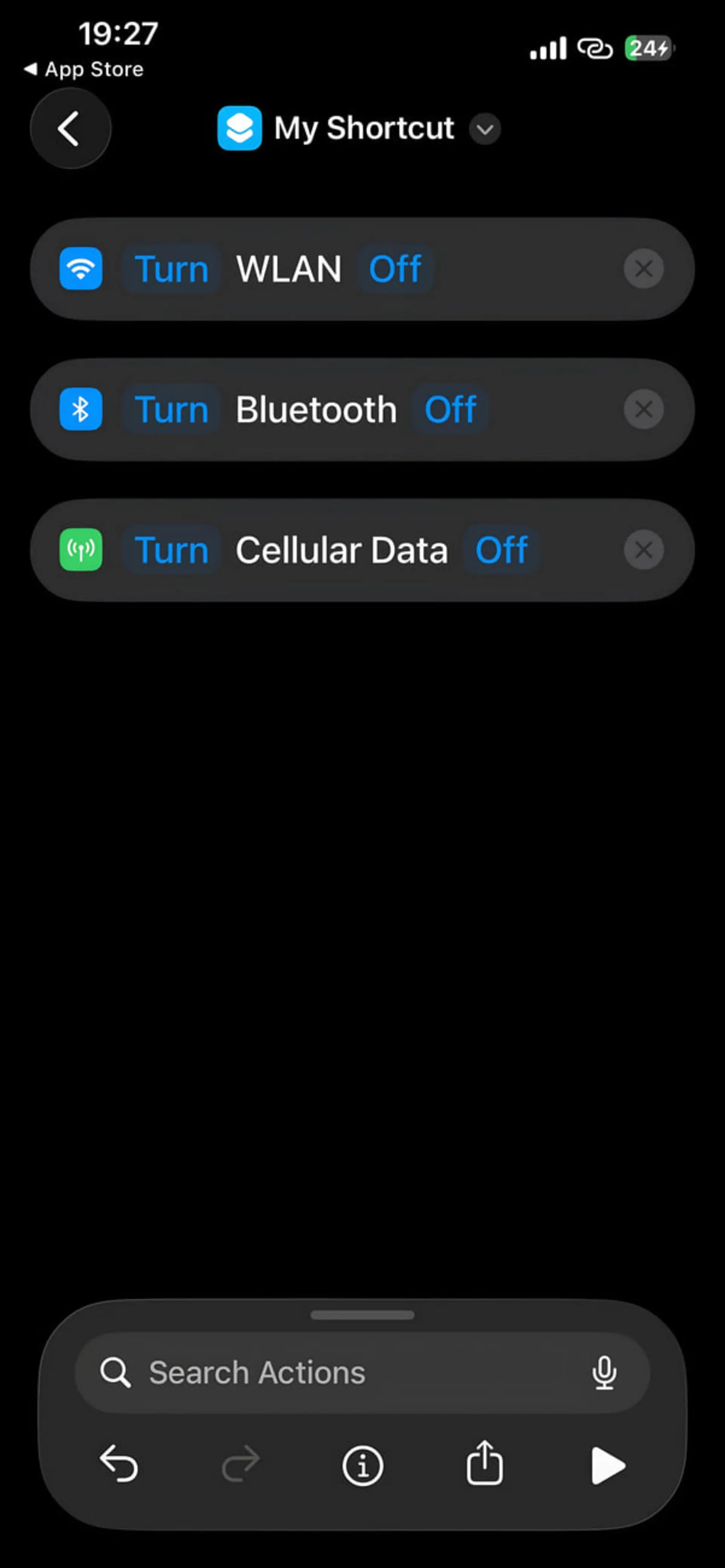 تنظیمات میان‌بر (Shortcuts) برای خاموش کردن وای‌فای، بلوتوث و داده‌های سلولی در آیفون