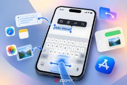 نمای گرافیکی از قابلیت‌های تایپ و کپی کردن متن و عکس در آیفون (iPhone)