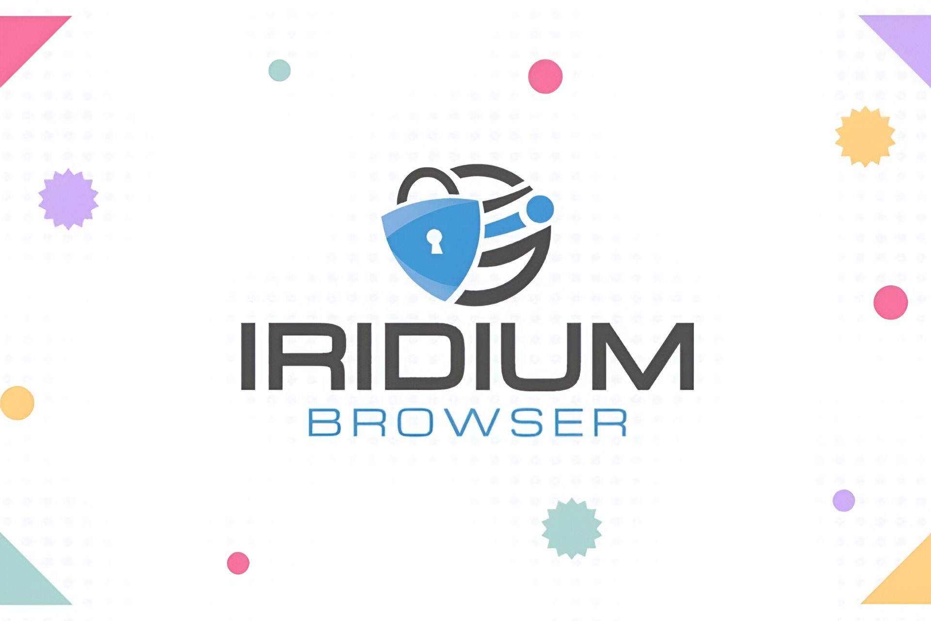 لوگو مرورگر ایریدیوم در بین چند نقطه‌ی رنگی