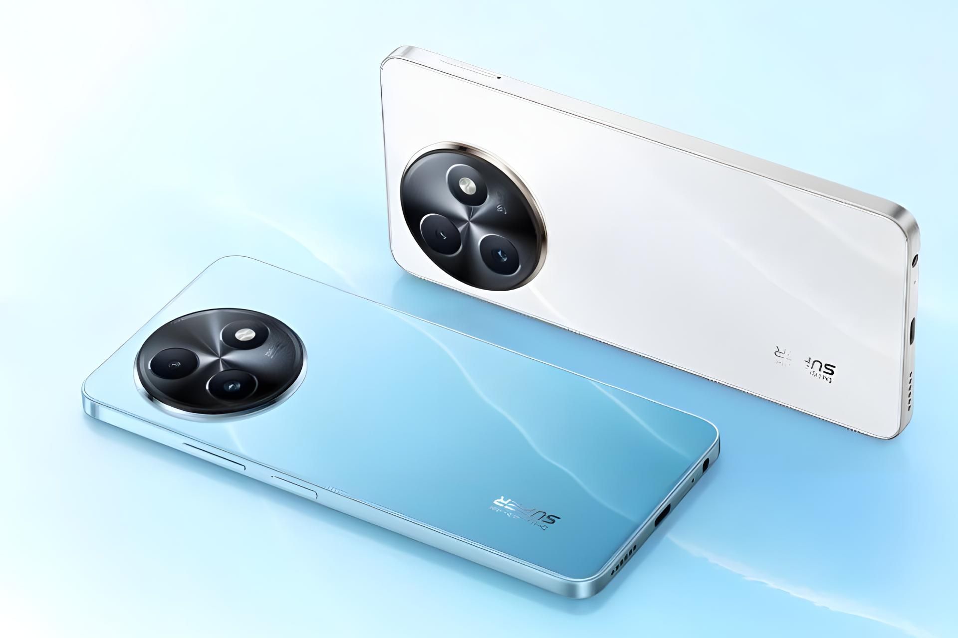 گوشی ایتل S24 از نمای پشت در رنگ آبی و سفید