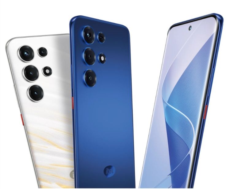 گوشی ایتل Super 26 Ultra در رنگ سفید و آبی