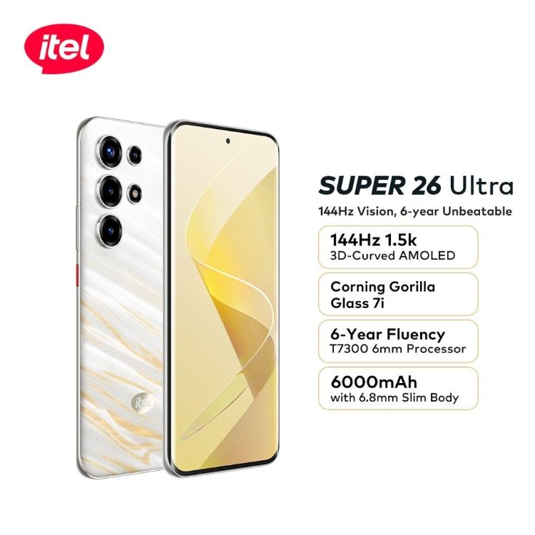 گوشی ایتل Super 26 Ultra در رنگ سفید