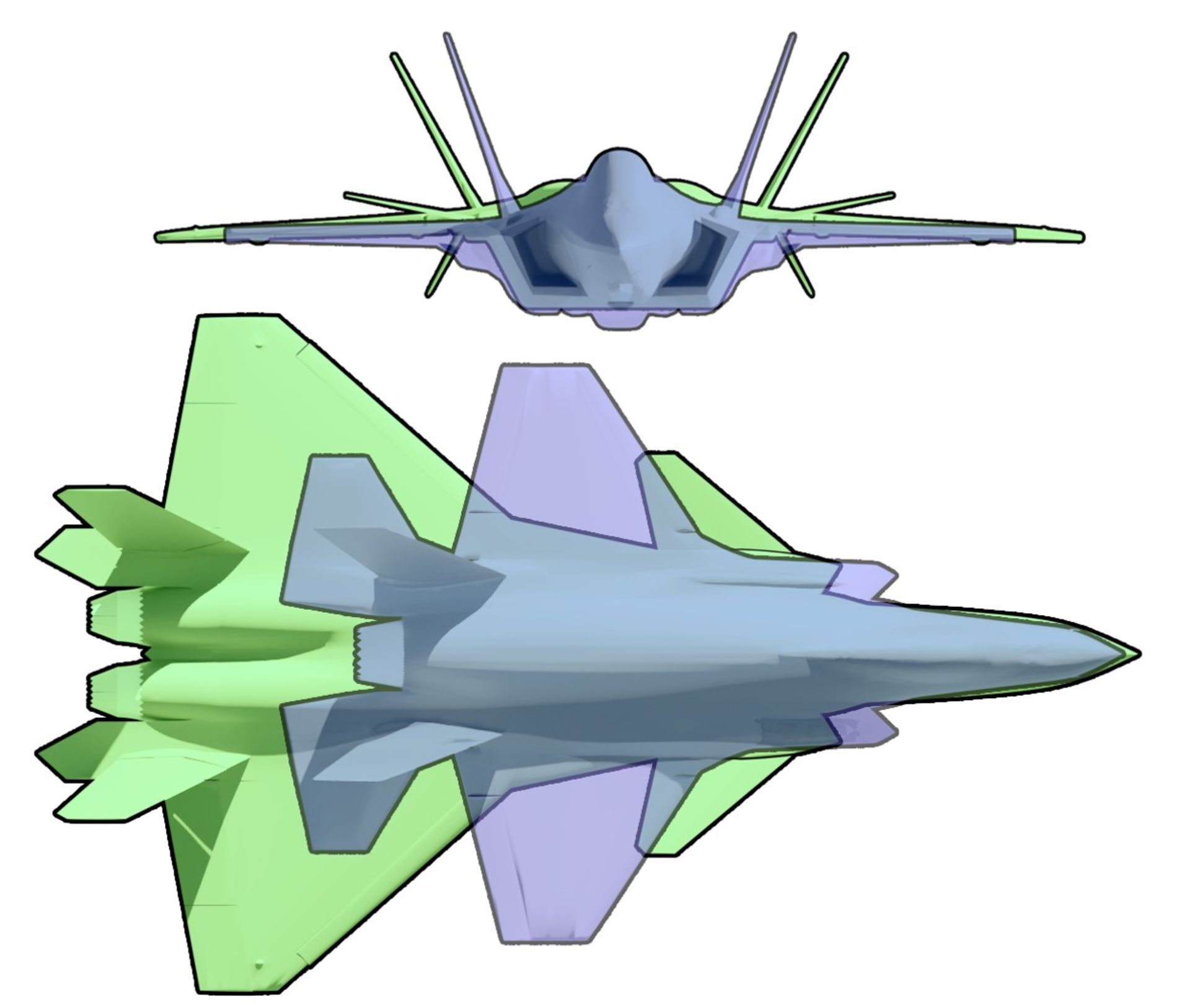 مقایسه ابعاد جنگنده‌های J-20 و F-35