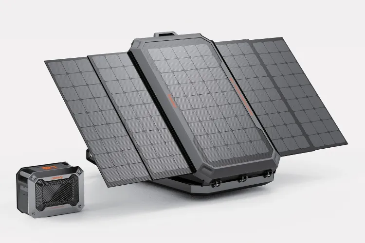 پنل خورشیدی تاشوی جکری همراه با باتری از روبرو