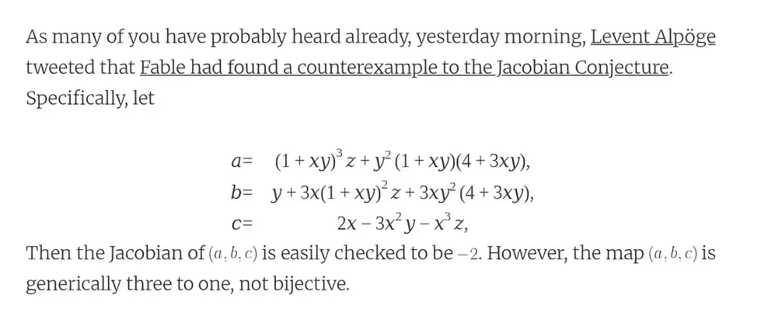 فرمول‌های ریاضی مربوط به حدس ژاکوبین (Jacobian Conjecture) و معادلات متغیرهای a و b و c