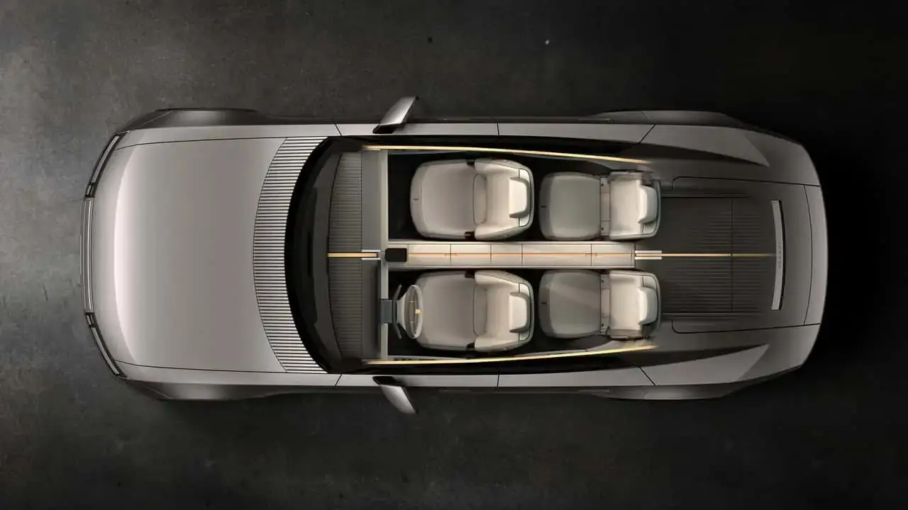نمای از بالای خودروی مفهومی جگوار تایپ ۰۱ (Jaguar Type 01) با کابین روشن
