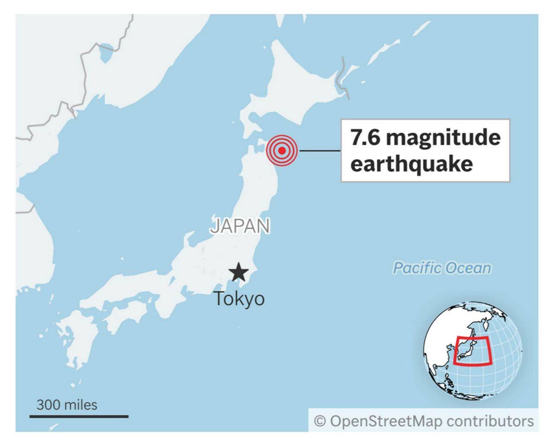 نقشه محل زلزله ژاپن