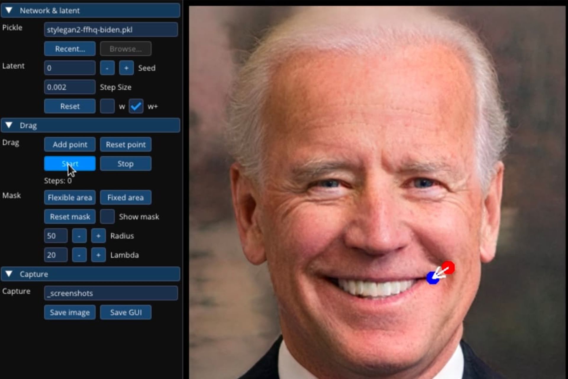 لبخند جو بایدن / Joe Biden در نرم افزار ویرایش عکس