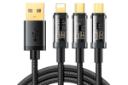 کابل شارژ USB جوی روم Type-A به Type-C+Micro-USB+Lightning مدل S-1T3015A5 با طول 1.2 متر رنگ مشکی