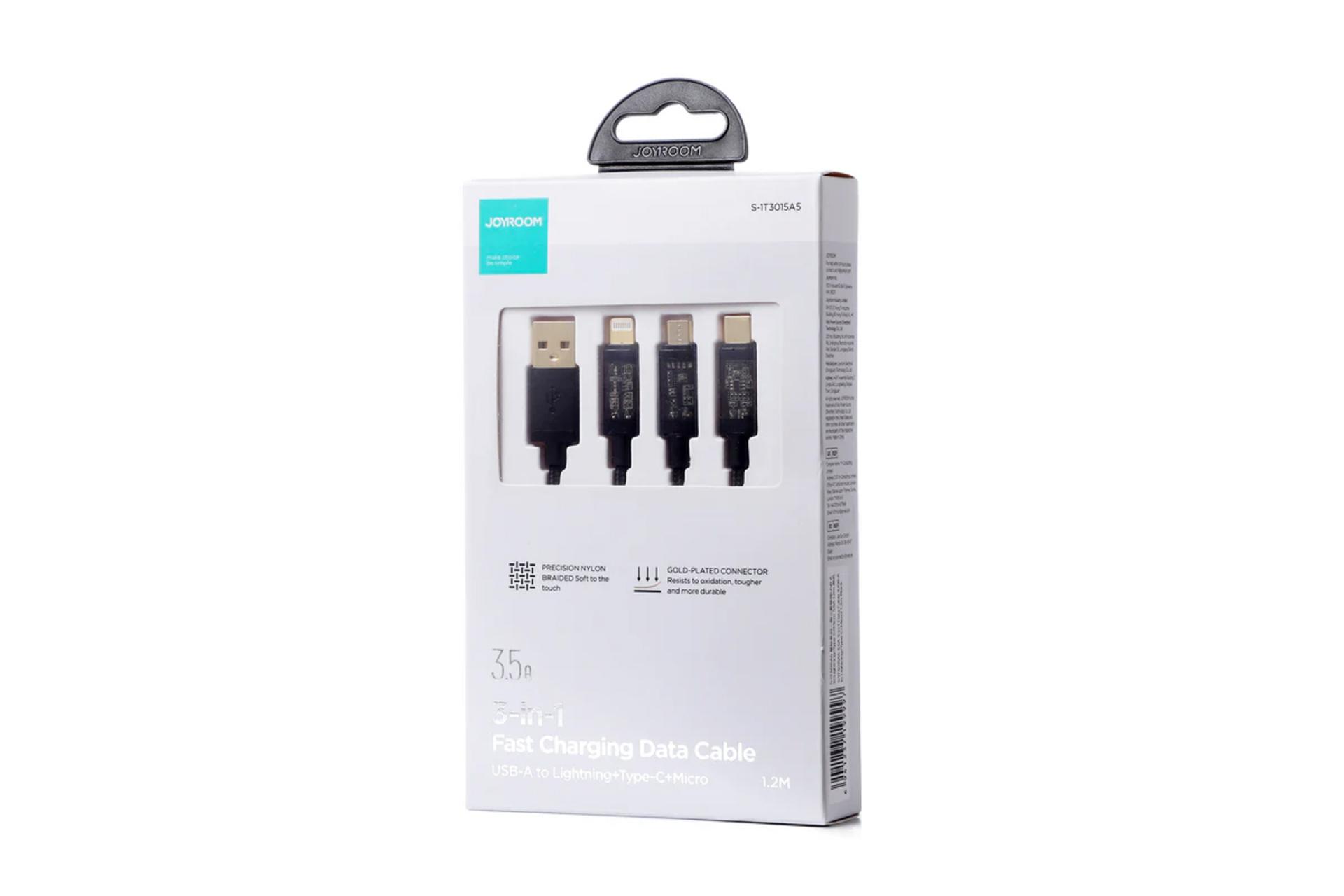 جعبه کابل شارژ USB جوی روم Type-A به Type-C+Micro-USB+Lightning مدل S-1T3015A5 با طول 1.2 متر