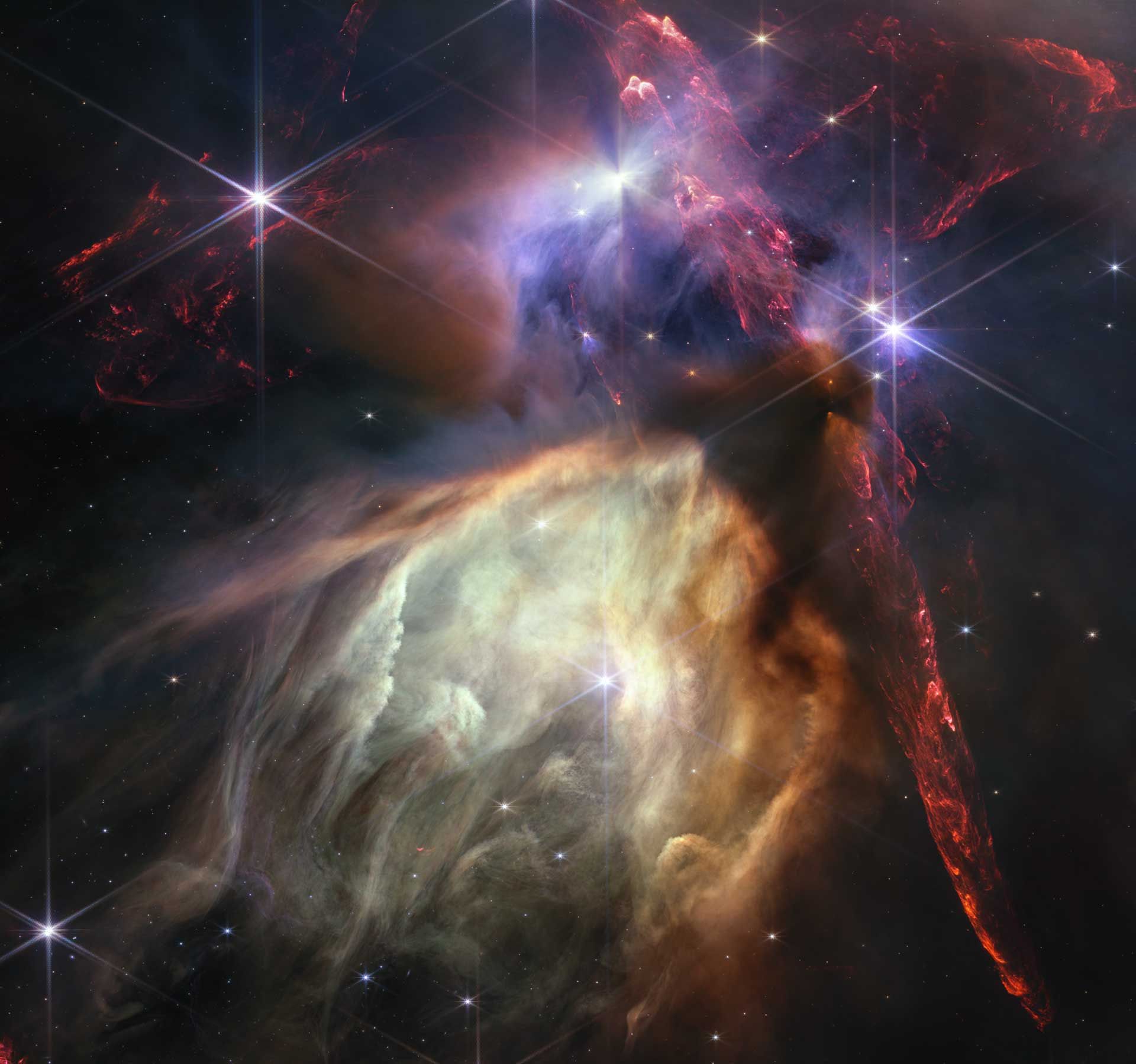 منطقه‌ ستاره‌زایی «مجموعه ابر رو اوفیوچی» از نگاه تلسکوپ فضایی جیمز وب