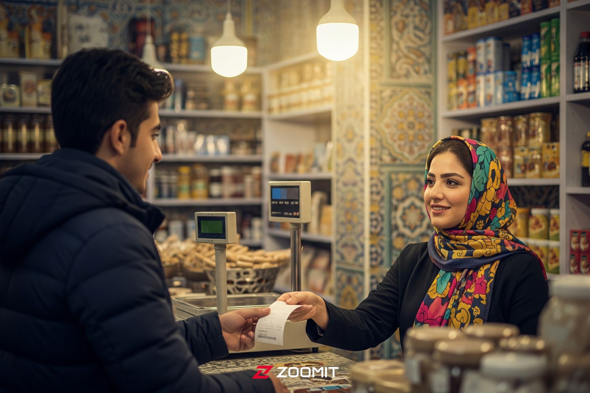 مرد و زن جوان در فروشگاه