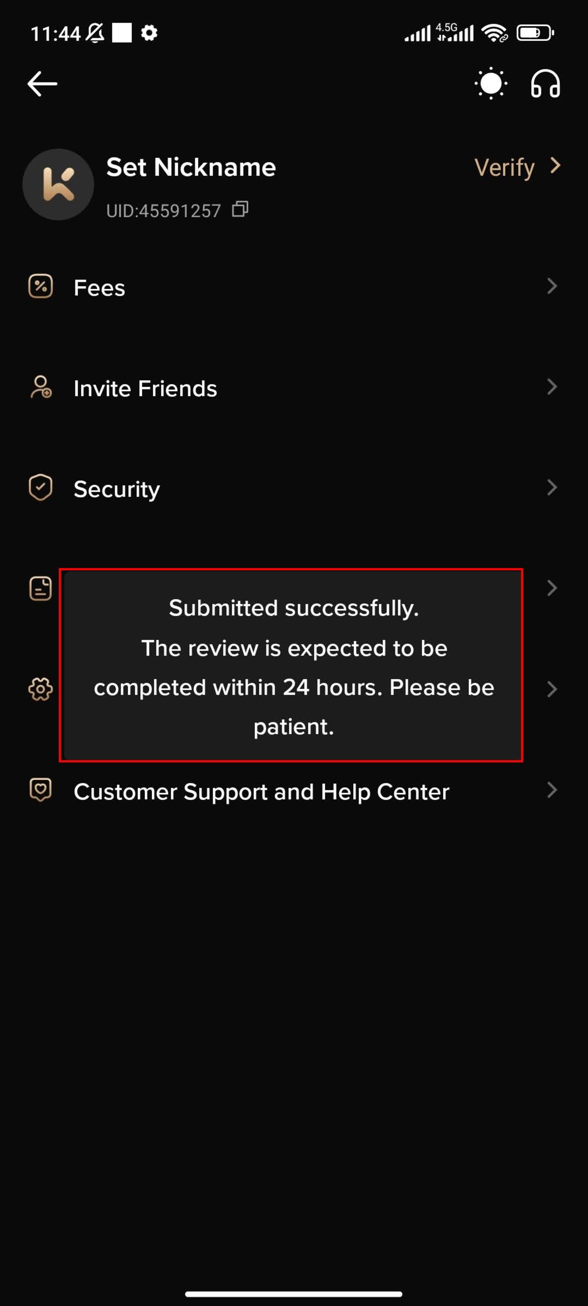 مرحله پایانی KYC در KCEX