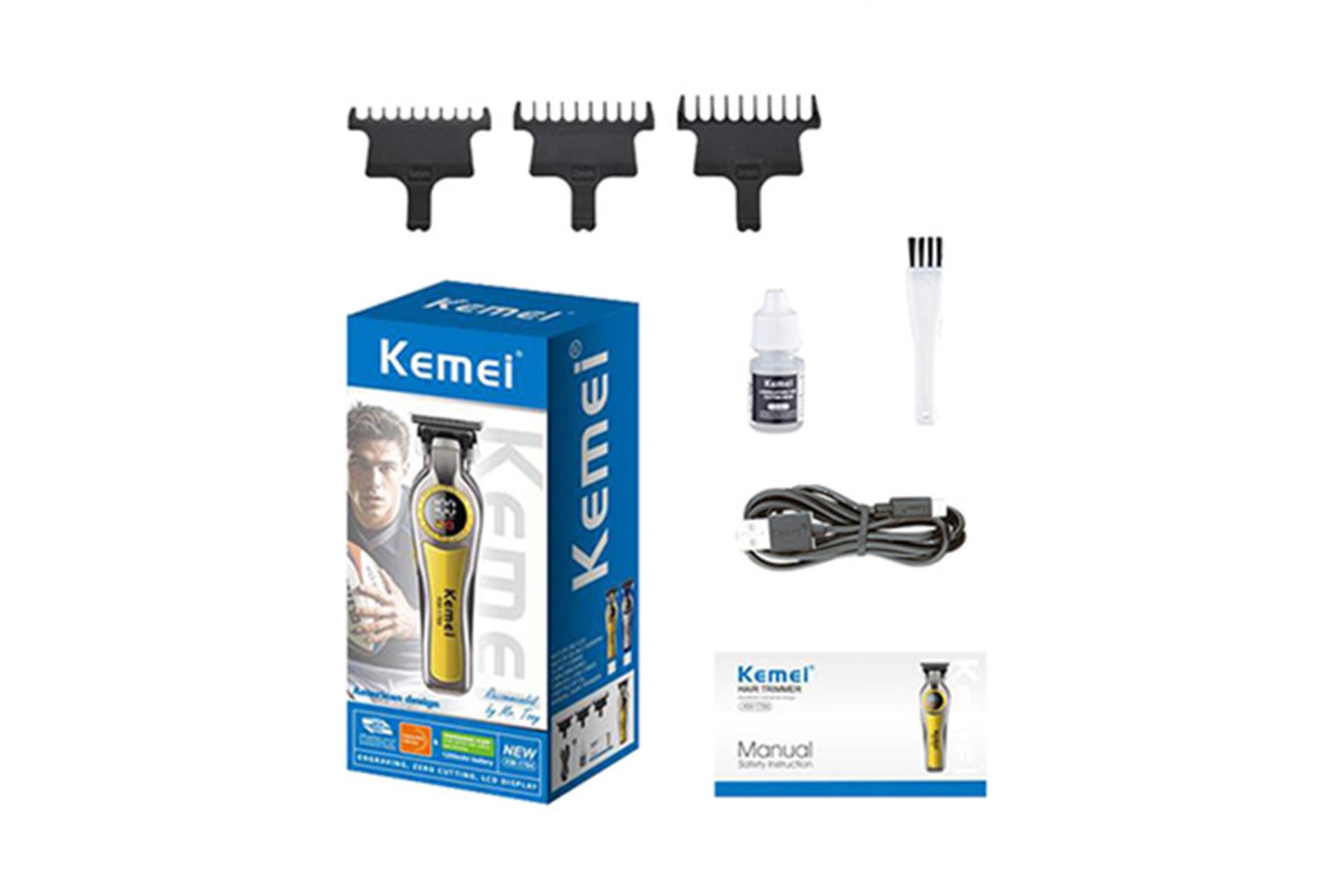 ماشین اصلاح کیمی Kemei KM-1784 نمای لوازم همراه و بسته بندی