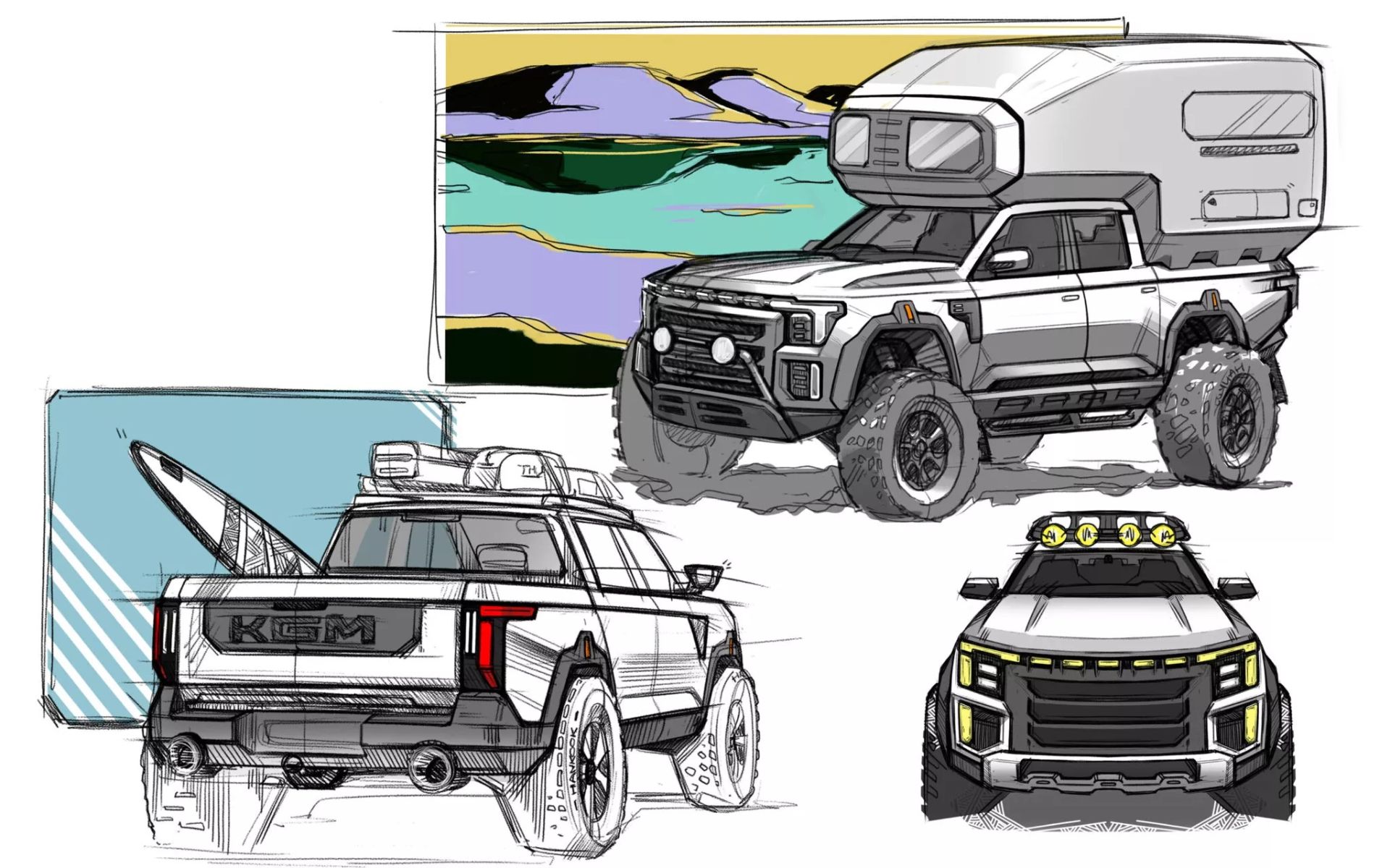 طراحی اسکچ وانت KGM 