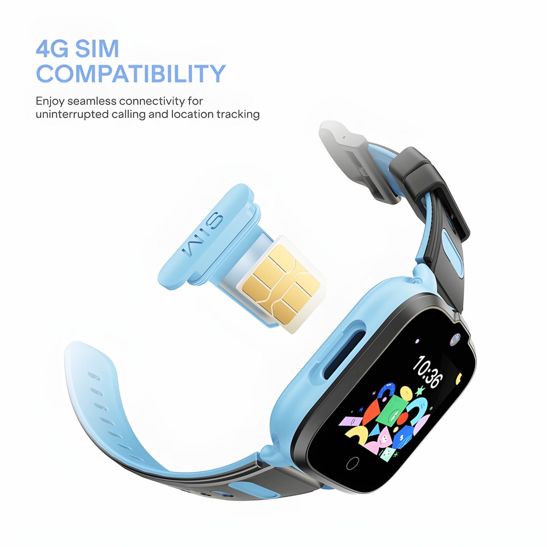 ساعت هوشمند آبی رنگ کودک با قابلیت اتصال سیم‌کارت 4G