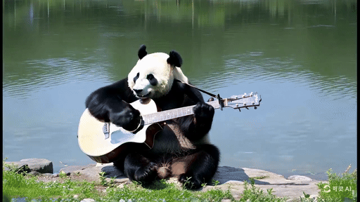 یک پاندا درحال گیتار زدن