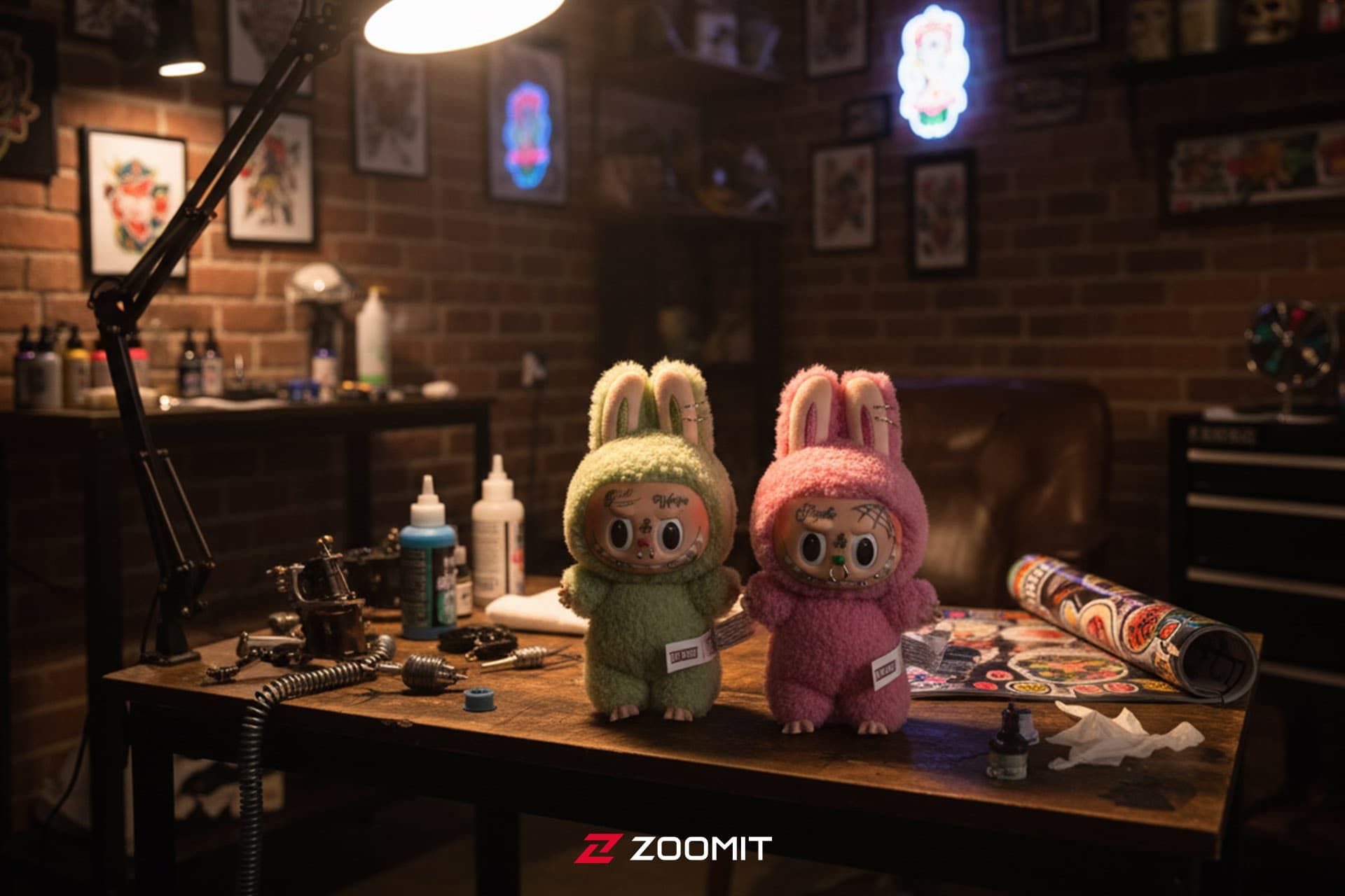 ۲ عروسک لبوبو با صورت تتو شده