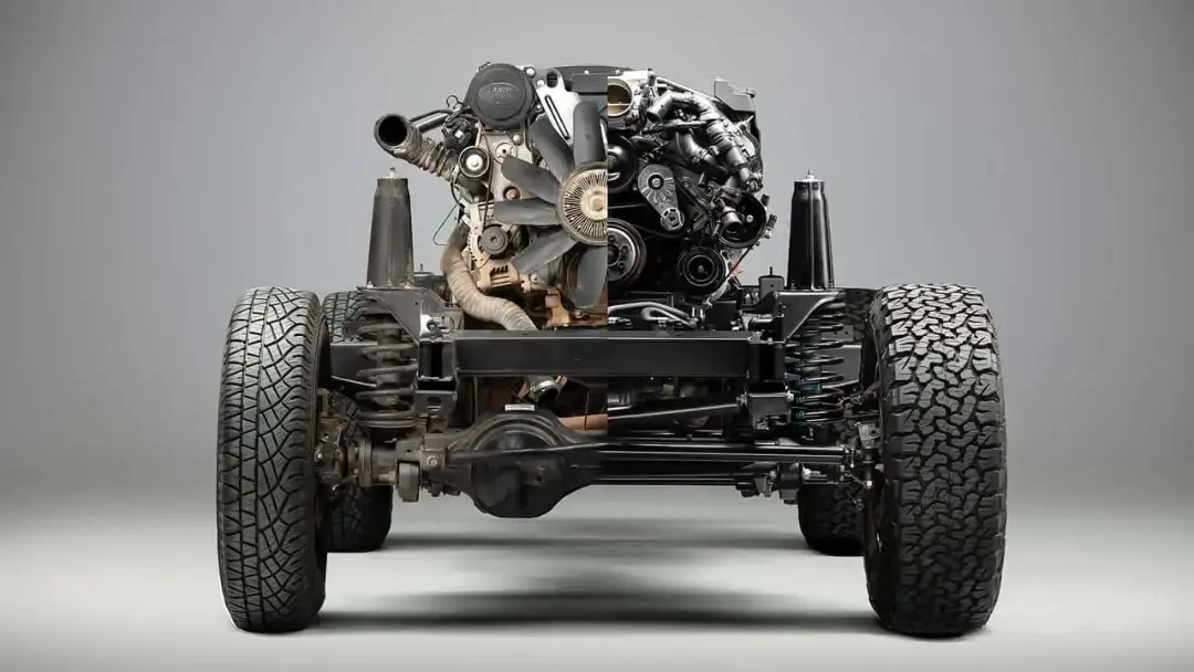 موتور V8 و شاسی خودروی لندرور دیفندر کلاسیک