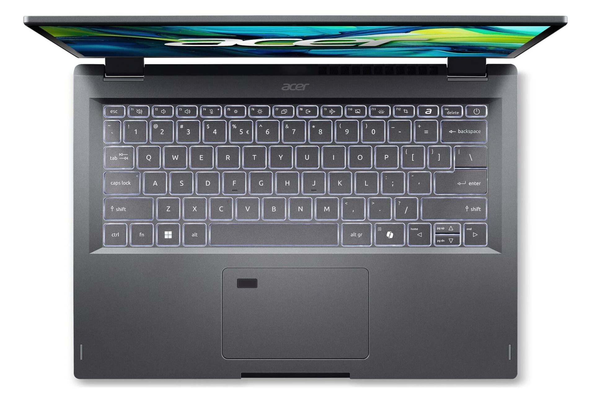 لپ تاپ ایسر Acer Aspire Spin 14 ASP14-51MTN نمای بالا و کیبورد