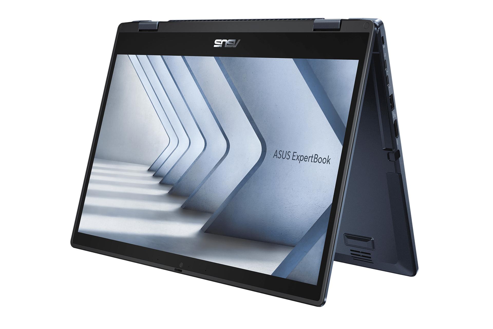 لپ تاپ ایسوس ASUS ExpertBook B3 Flip B3402FVA نمای جانبی و نمایشگر برگردان