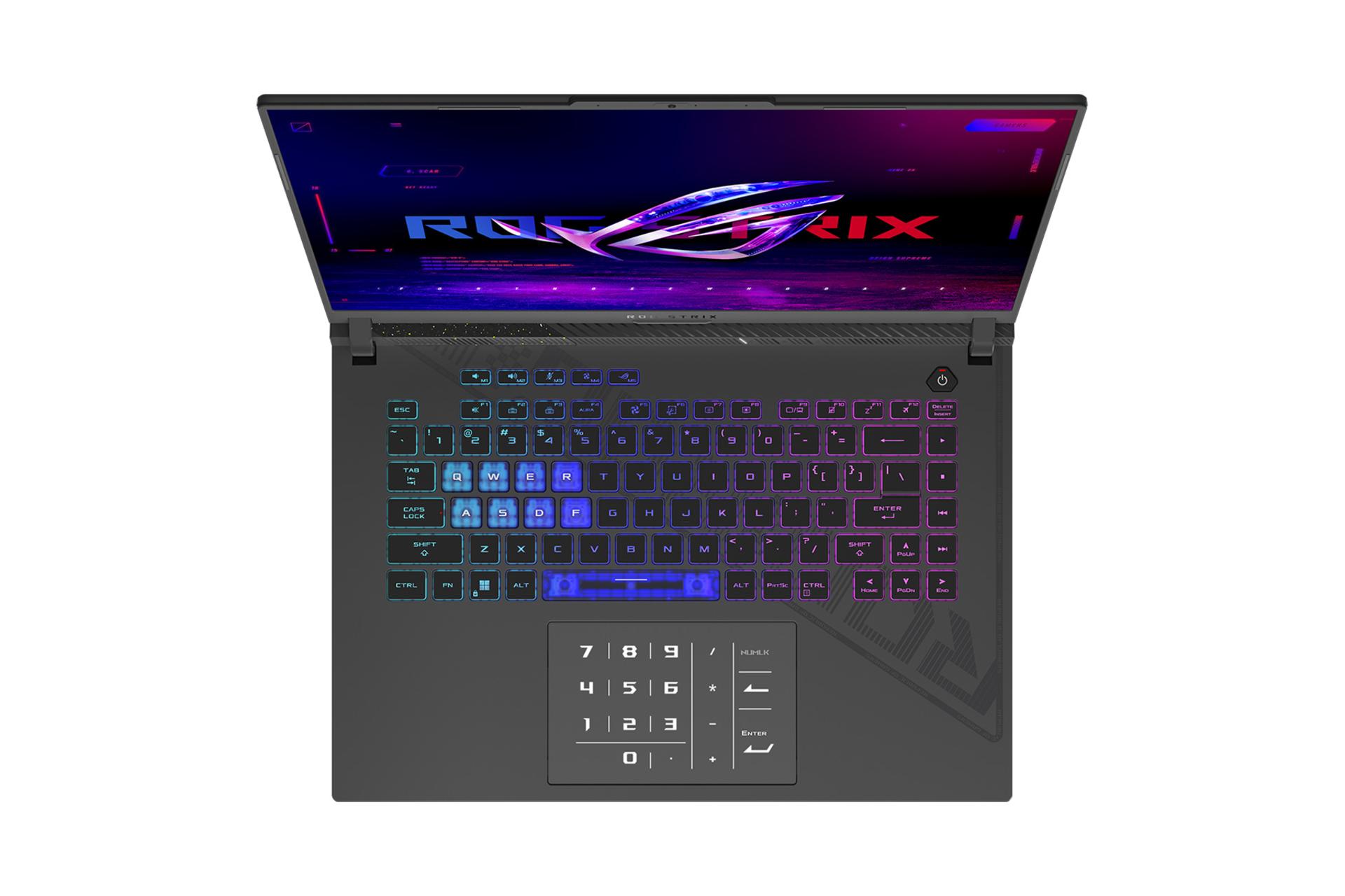 لپ تاپ ایسوس ASUS ROG Strix G16 G614 2023 نمای بالا و کیبورد