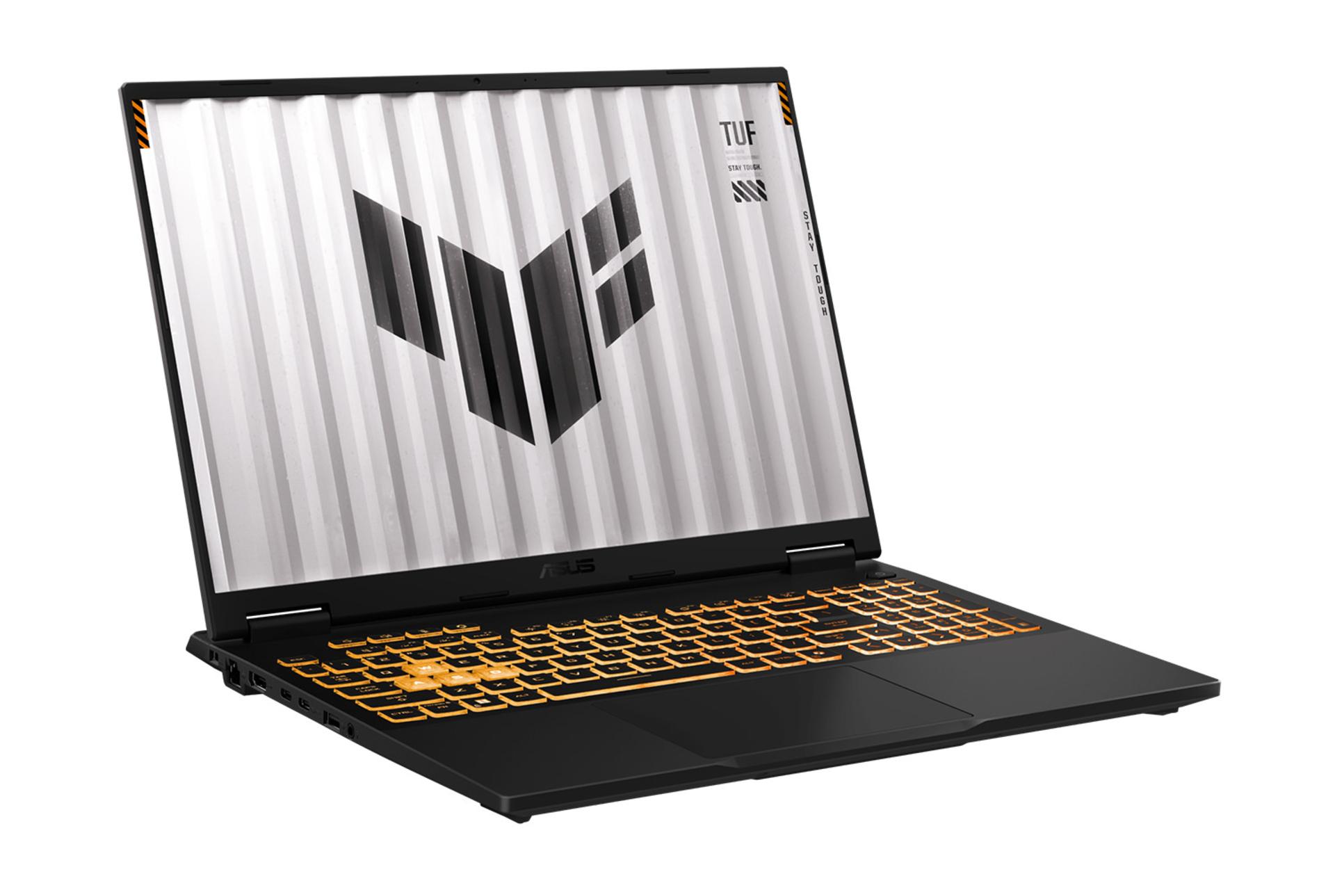 لپ تاپ ایسوس ASUS TUF Gaming F16 2025 FX608 نمای جلو و چپ