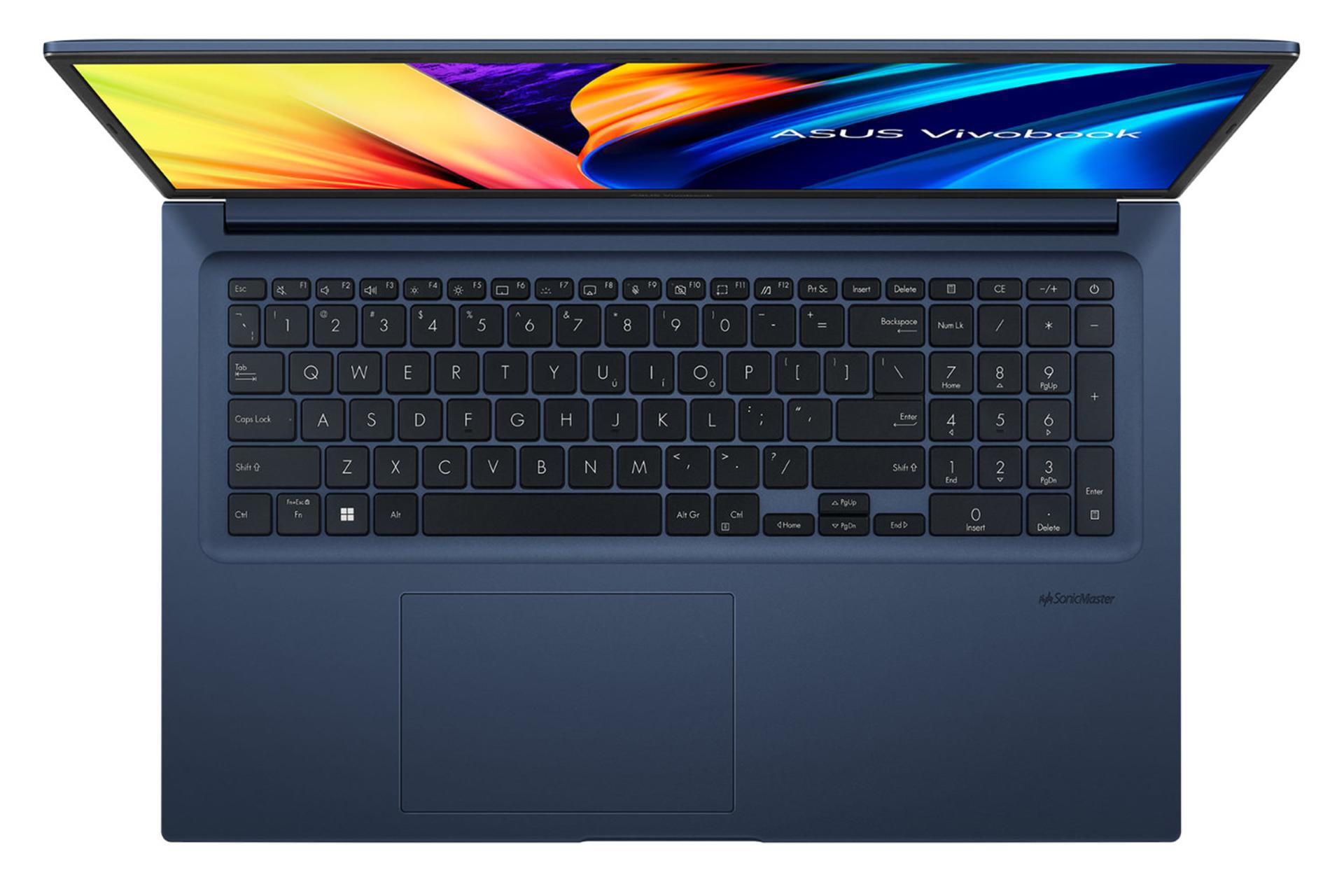 لپ تاپ ایسوس ASUS VivoBook 17X K1703ZA نمای بالا و کیبورد
