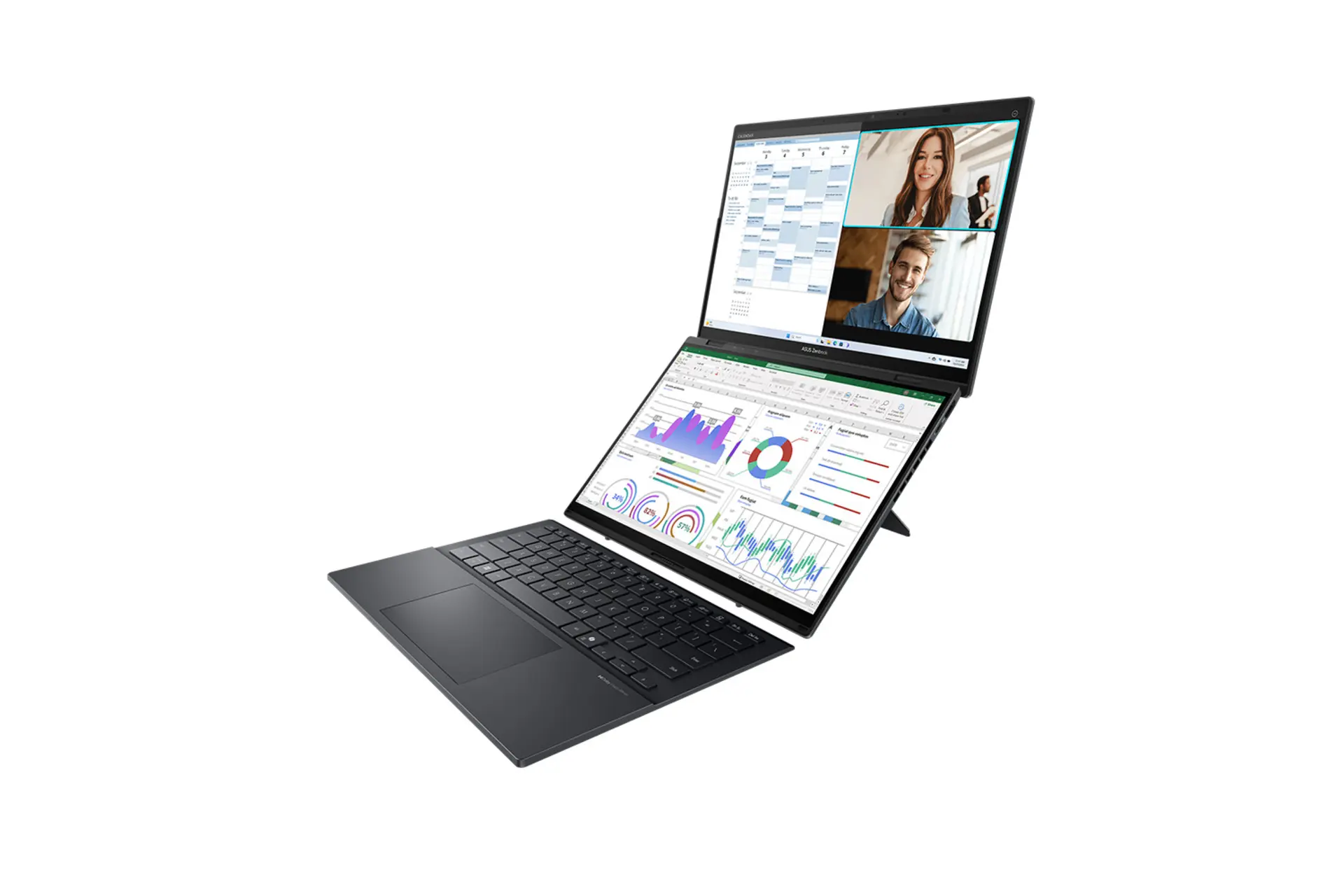 لپ تاپ ایسوس ASUS Zenbook DUO UX8406 نمای جلو و راست