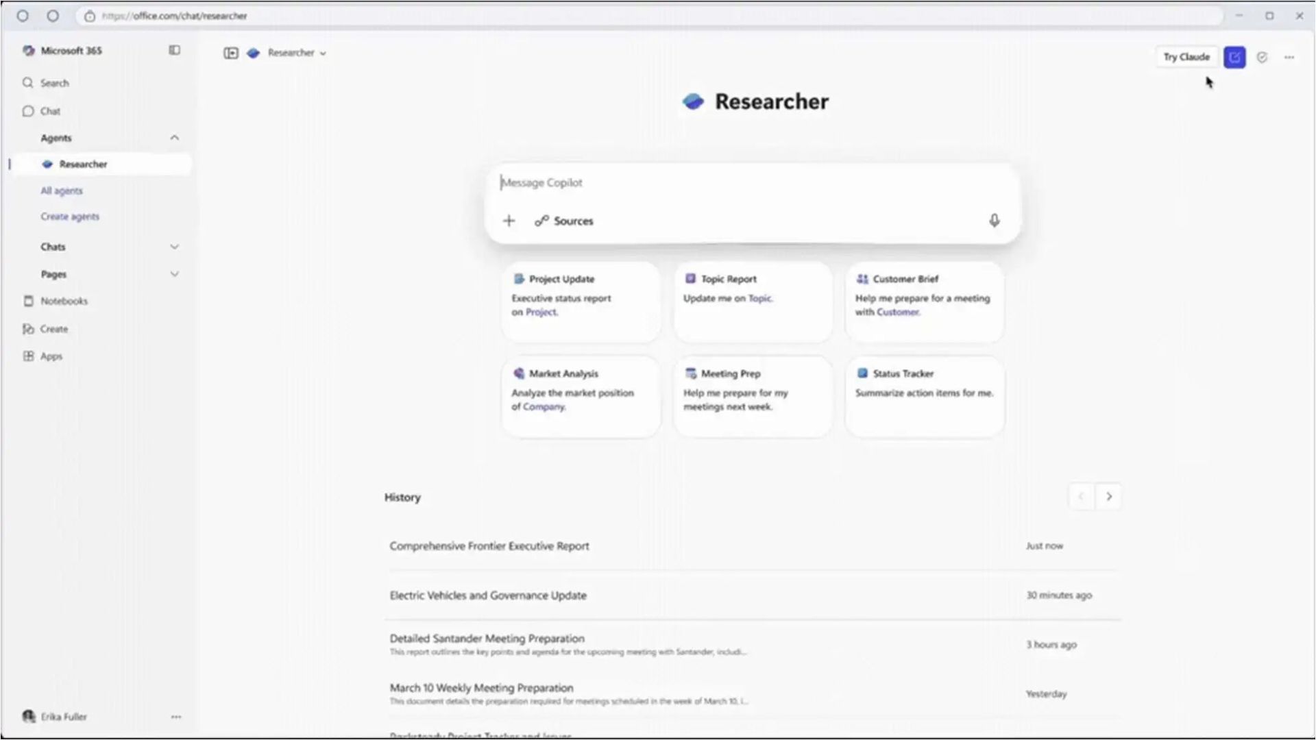 بخش researcher کوپایلت