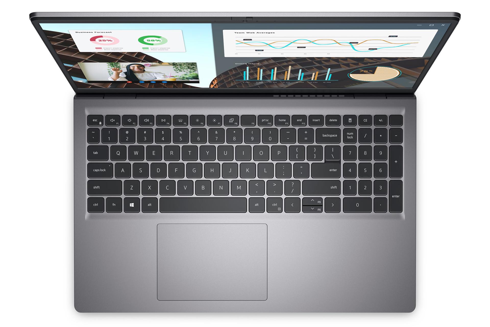 لپ تاپ دل Dell Vostro 3530 نمای بالا و کیبورد