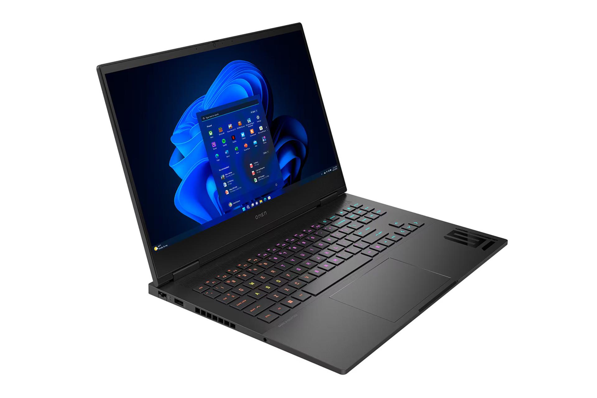 لپ تاپ اچ پی HP OMEN 16-WD0073DX نمای جلو و چپ