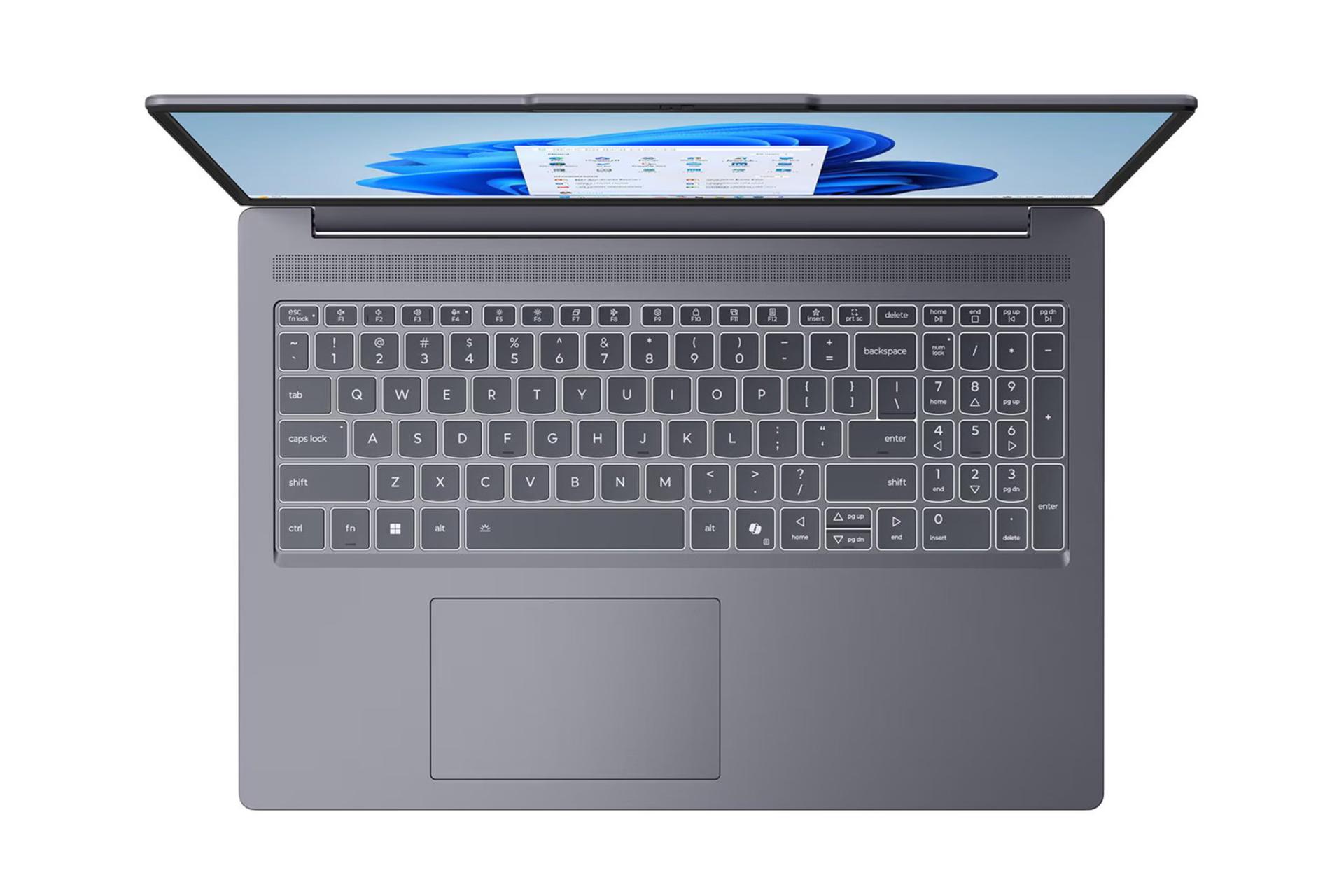 لپ تاپ لنوو Lenovo IdeaPad Slim 3 16IRH10 نمای بالا و کیبورد