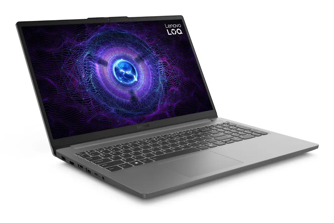 لپ تاپ لنوو Lenovo LOQ 15IAX9E نمای جلو و چپ