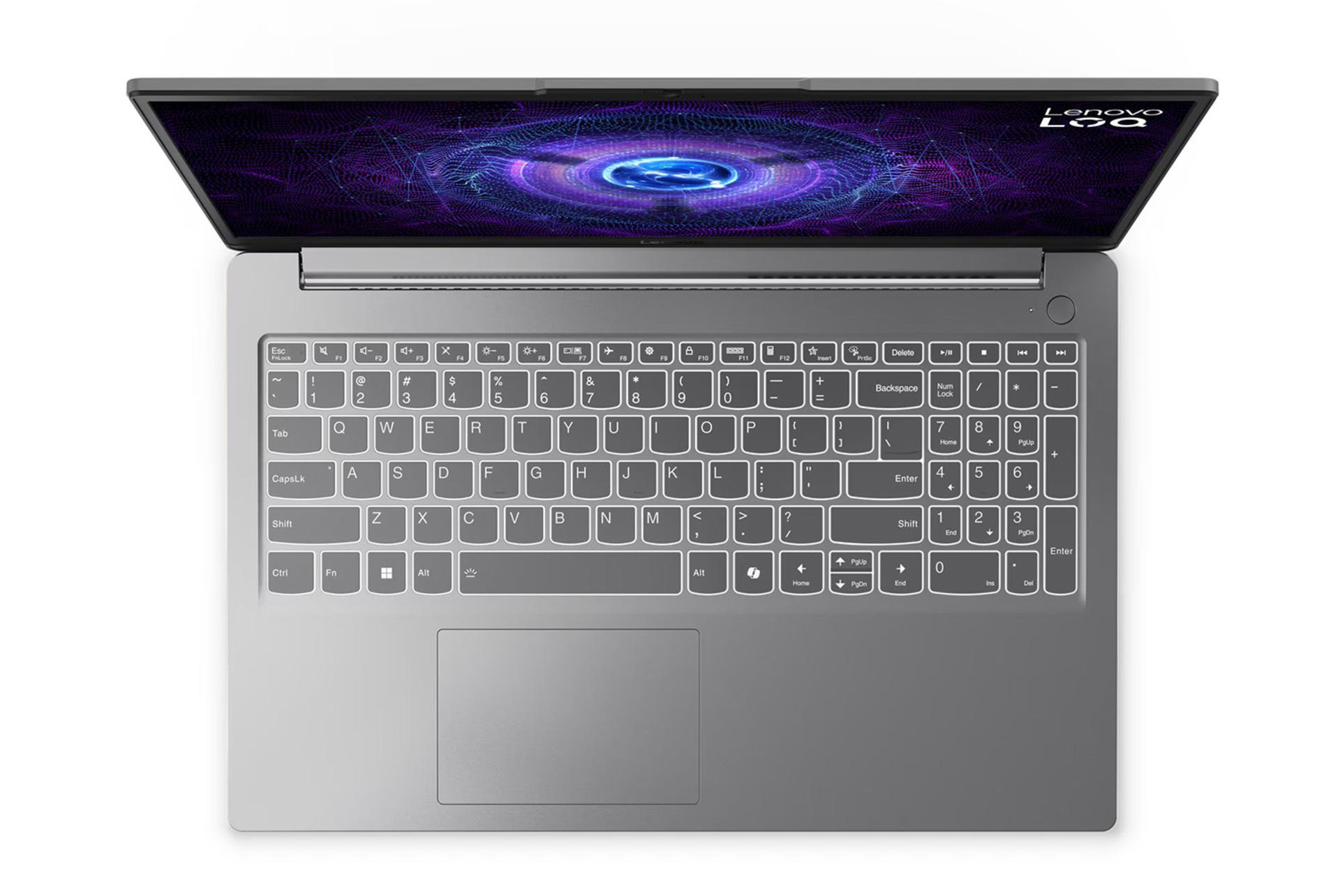 لپ تاپ لنوو Lenovo LOQ 15IAX9E نمای بالا و کیبورد